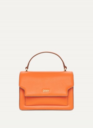 Women's Dkny Millie Leather Top Handle Tote Bags Orange | B2373251