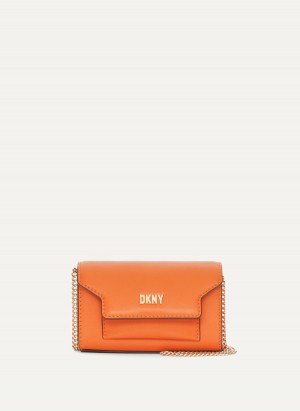 Women's Dkny Millie Micro Leather Flap Crossbody Bags Orange | P8491752