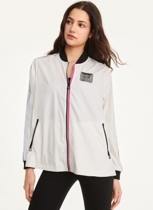 Women's Dkny Mini Rip-Stop W/Silver Racer Stripe Sleeve Jackets Black | Y9447286