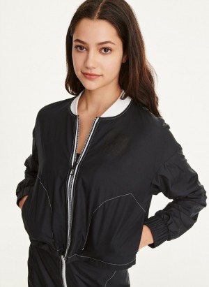 Women's Dkny Mini Rip-Stop With Jersey Lining Jackets Black | A9104866