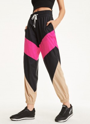 Women's Dkny Mini Rip-Stop With Reflective Piping Pants Black | B8341157