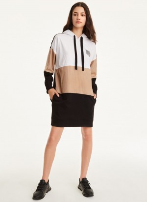 Women's Dkny Mixed Media Hoodie Dress Black | M3036501