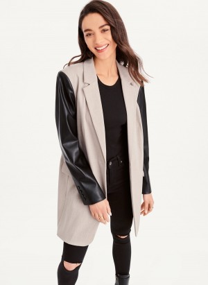 Women's Dkny Mixed Media Tailored Jackets Black | Q0674005