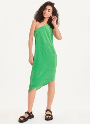 Women's Dkny One Shoulder Asymmetrical Dress Green | S8922895