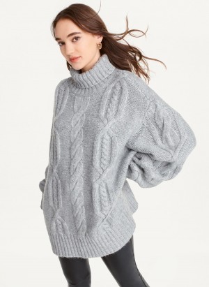 Women's Dkny Oversized Cable Knit Sweaters Grey | Q1779259
