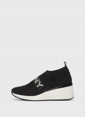 Women's Dkny Parks Rhinestone Wedge Sneakers Black | F1918790