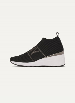 Women's Dkny Phebe Slip On Wedge Sneakers Black | H8322012