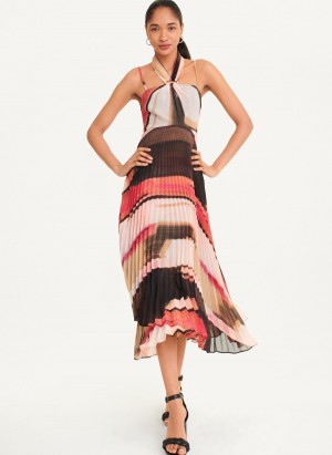 Women's Dkny Pleated Halter Dress Multicolor | C2689342