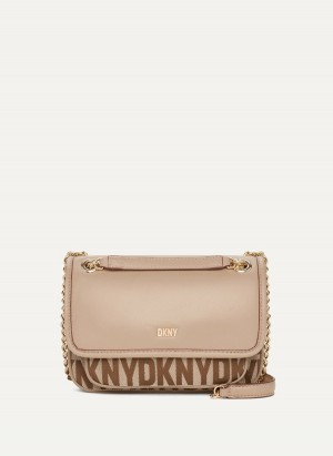Women's Dkny Porter Flap Crossbody Bags Beige | H5747279