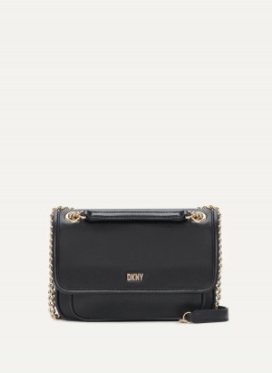 Women's Dkny Porter Flap Crossbody Bags Black | Q4937791