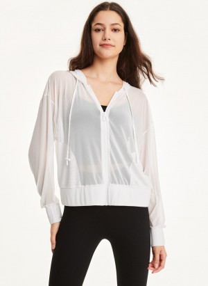 Women's Dkny Power Mesh Jackets White | U6866176