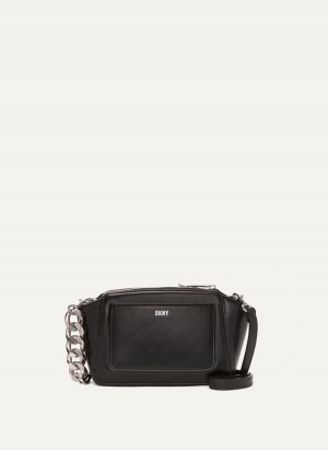 Women's Dkny Pragmatist Mini Dome Quilted Crossbody Bags Black | U2660756