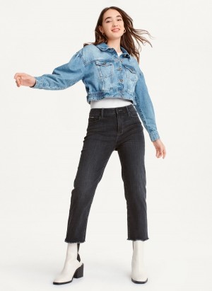 Women's Dkny Puff Sleeve Denim Jackets Blue | J0986398