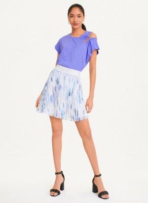 Women's Dkny Pull On Prnt Chiffon Skirts White | R3854975