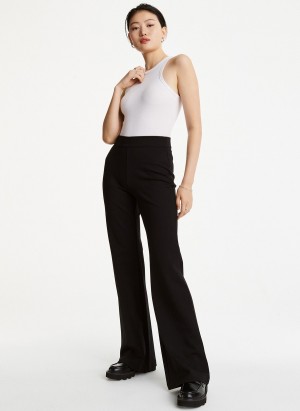 Women's Dkny Pull On Silky Ponte Flare Pants Black | X4201459