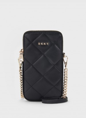 Women's Dkny Quilted Phone Crossbody Bags Black | D2200080