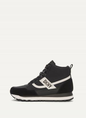 Women's Dkny Retro High Top Sneakers Black | V9420266
