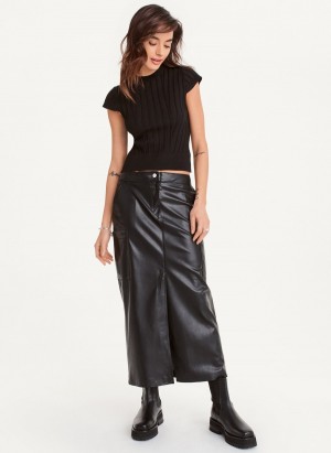 Women's Dkny Rib Knit Top T Shirts Black | H4610318