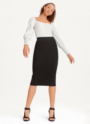 Women's Dkny Ribbed Pencil Skirts Black | A6260482