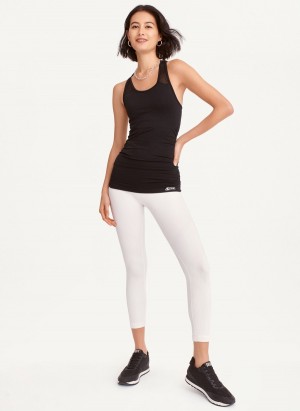 Women's Dkny Seamless Racerback Ruched Tank Top Black | M4492656