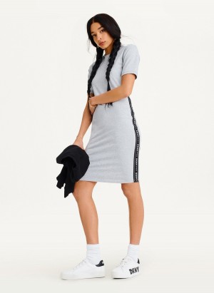 Women's Dkny Side Logo Taping Dress Black | T3288282