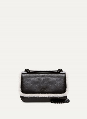 Women's Dkny Sina Sherpa Trim Flap Shoulder Bags Black | S7195132