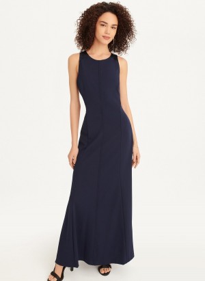 Women's Dkny Sleeveless Mermaid Cross Back Dress Navy | F6941164