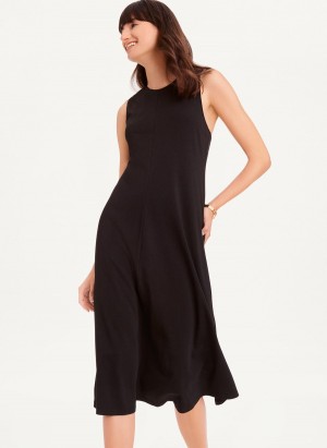 Women's Dkny Sleeveless Scoopneck Twist Racerback Dress Black | N3629287