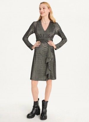 Women's Dkny Sparkle Knit Wrap Dress Grey | G2271390