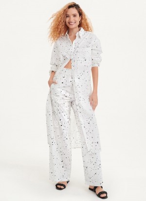 Women's Dkny Splatter Print Pants White | I2455031