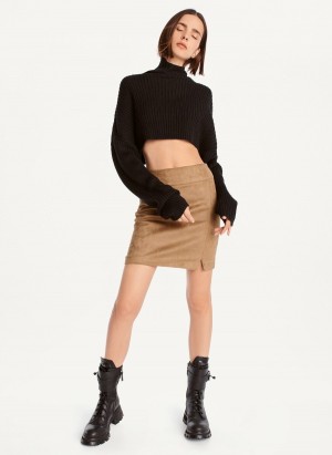 Women's Dkny Suede Mini Skirts Black | A3163982
