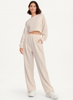 Women's Dkny Tech Slub Relaxed With Pockets Pants Beige | T2116750