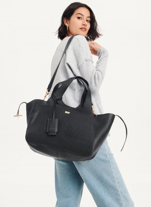 Women's Dkny The Medium Effortless Tote Bags Black | I0055995