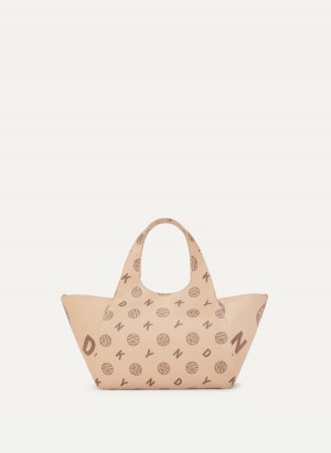 Women's Dkny The Medium Logo Effortless Tote Bags Beige | W2835163