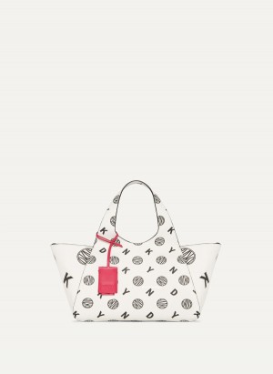 Women's Dkny The Medium Logo Effortless Tote Bags White | K6959235