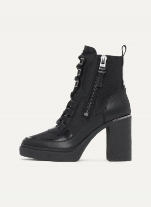 Women's Dkny Toia Lace Up Platform Boots Black | D4374794