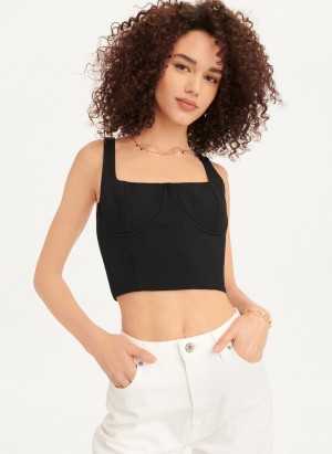 Women's Dkny Wired Crop Tank Top Black | U9974347