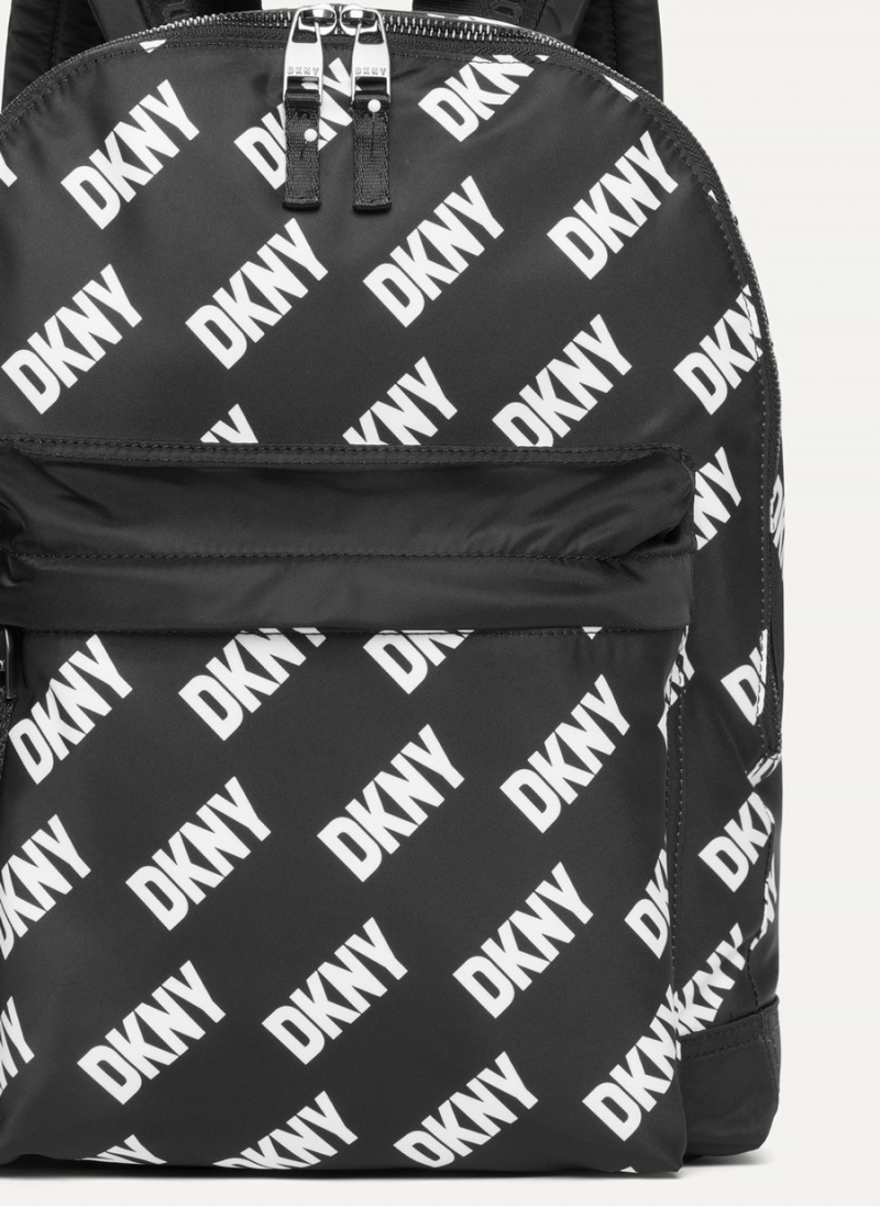 Men's Dkny All Over Logo Backpacks Black | P8642030