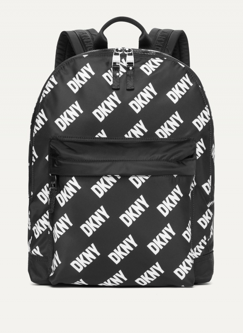 Men\'s Dkny All Over Logo Backpacks Black | P8642030