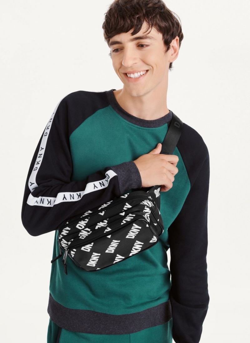 Men's Dkny All Over Logo Belt Bags Black | S0243265