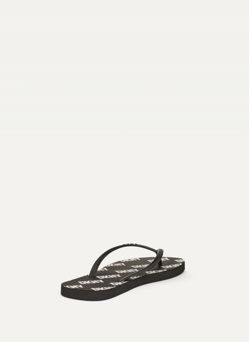Men's Dkny Allover Logo Flip Flops Black | M2257662