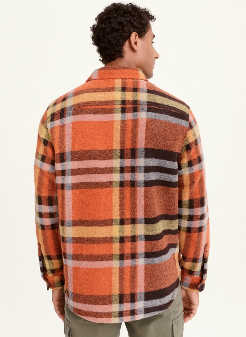 Men's Dkny Autumn Plaid Shirt Jackets Orange | J9362853