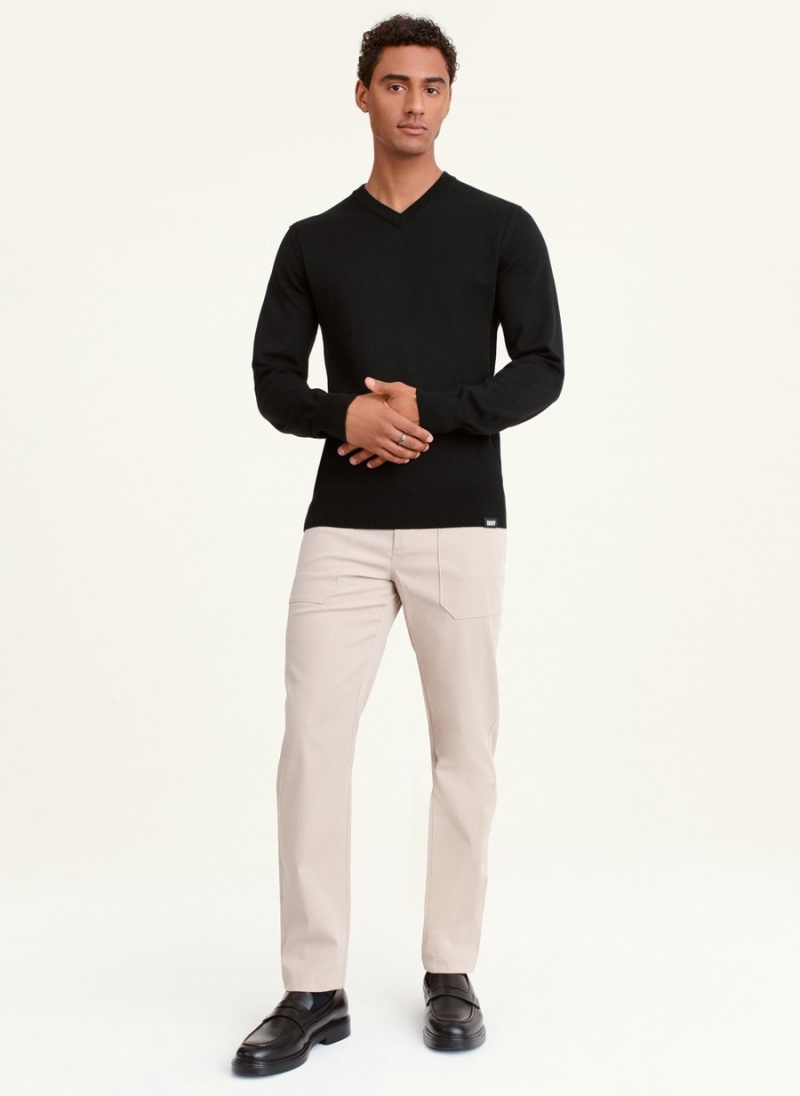 Men's Dkny Basic V Neck Sweaters Black | B0213050