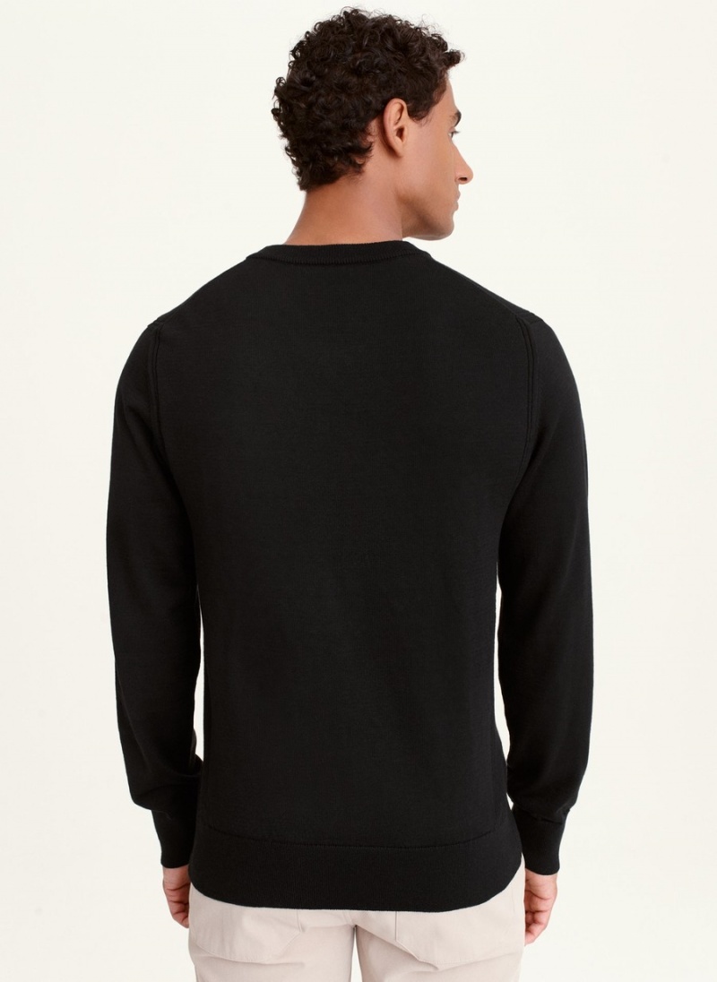 Men's Dkny Basic V Neck Sweaters Black | B0213050