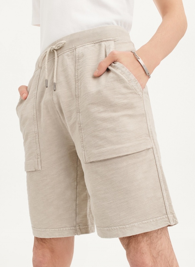Men's Dkny Beach Slub Shorts Khaki | X0477263