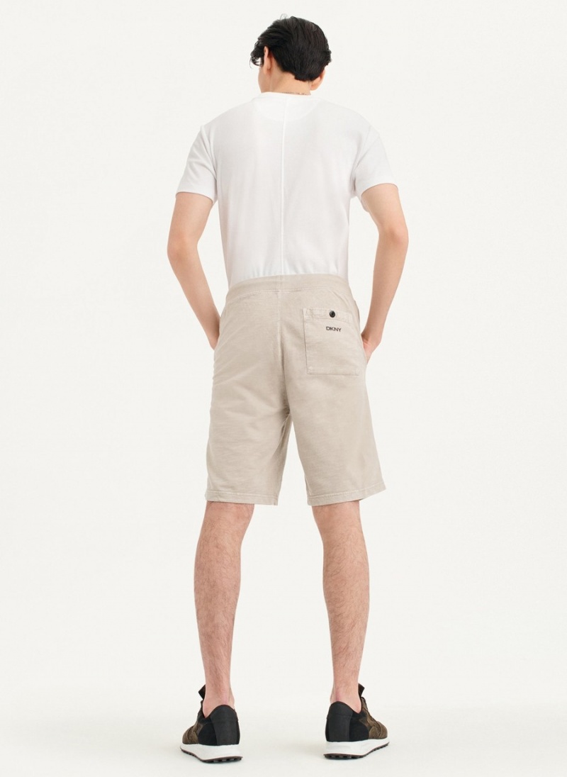 Men's Dkny Beach Slub Shorts Khaki | X0477263