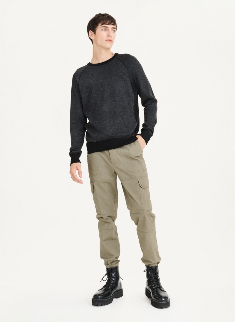 Men's Dkny Birdseye Raglan Sleeve Sweaters Black | I7694156