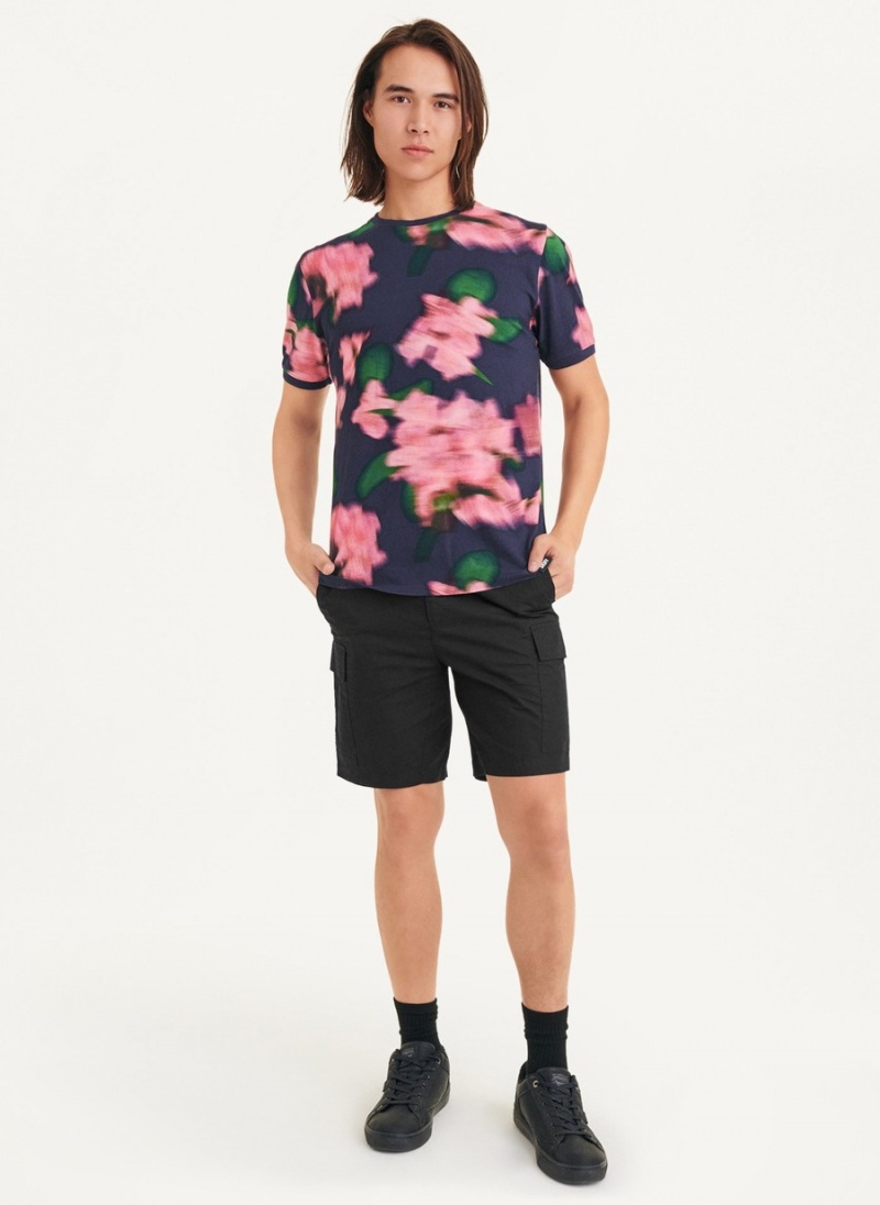 Men's Dkny Blurry Floral Crew T Shirts Navy | Y6220649