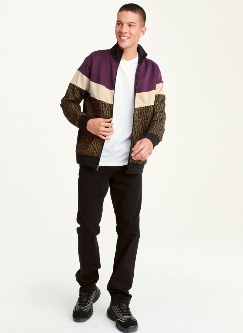 Men's Dkny COLORBLOCK LOGO TRACK Jackets Purple | U7558730