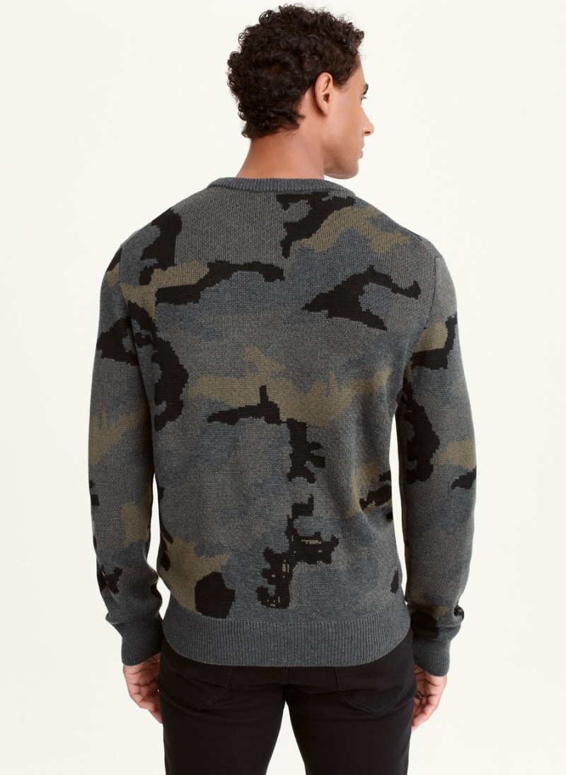 Men's Dkny Camo Crew Sweatshirts Grey | F3832718